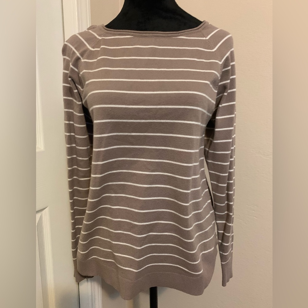 Staccato taupe white strip sweater
